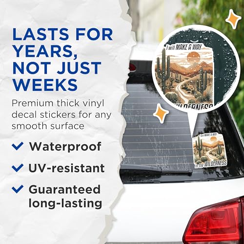 (2 Pack) Make A Way Stickers - Wilderness Adventure Stickers - Inspirational Travel Stickers - 5" On Longest Side - Sticks to Any Smooth Flat Surface - Made in USA - BMCS2835