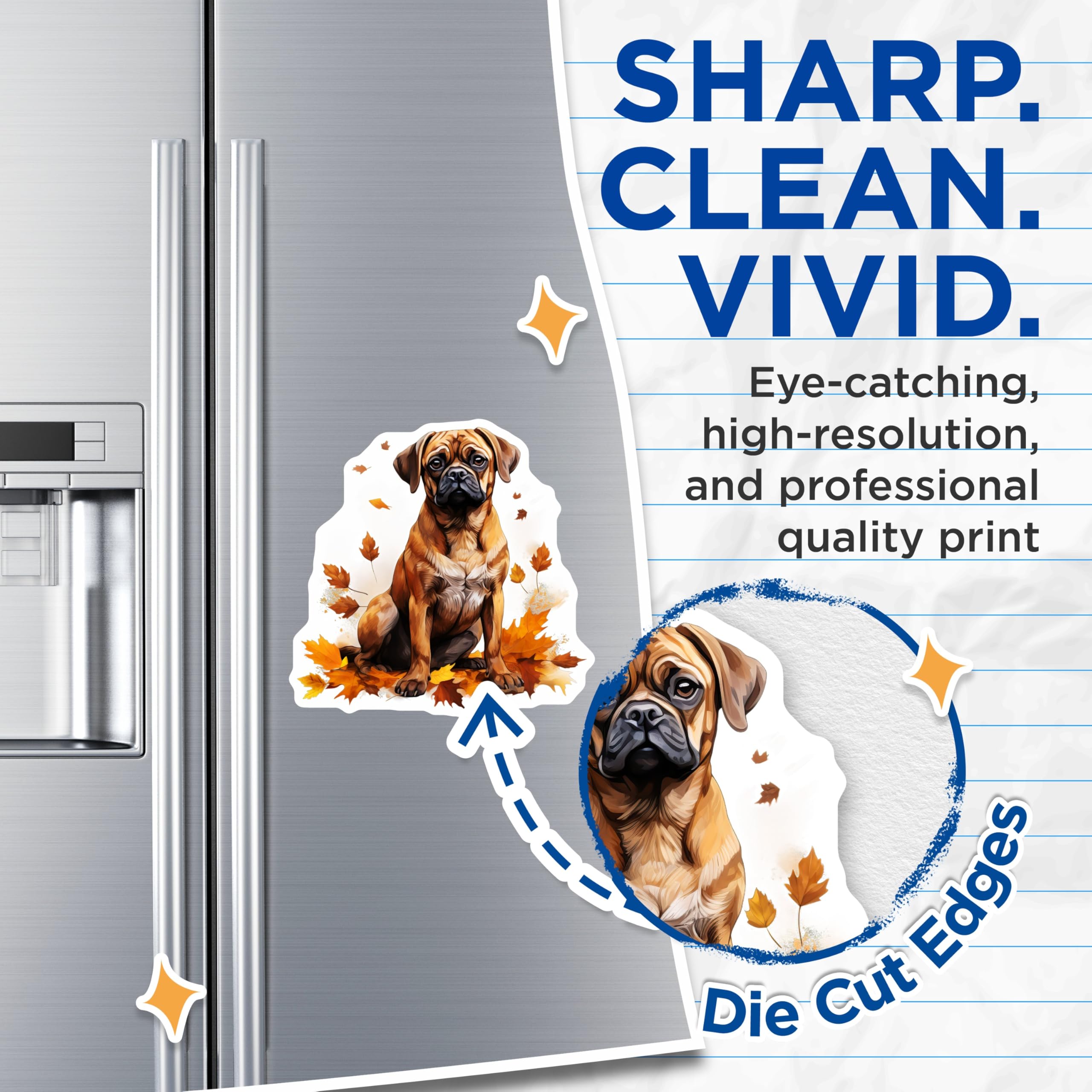(2 Pack) Puggle Dog Magnets - Cute Fawn Puggle Fall Decor - Autumn Pet Lover Refrigerator Magnet - 5 Inches On Longest Side - Thick Durable Magnet - Made in USA - MAG29054