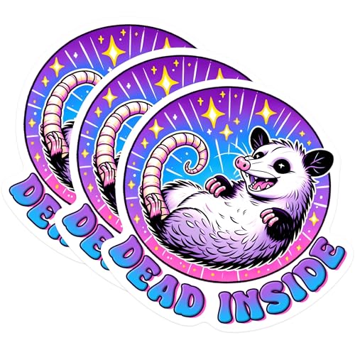 (3 Pack) Opossum Decals - Funny Animal Decal - Dead Inside Decal - 3 Inches On Longest Side - Easy Peel & Apply - Made in USA - 3MCS0269
