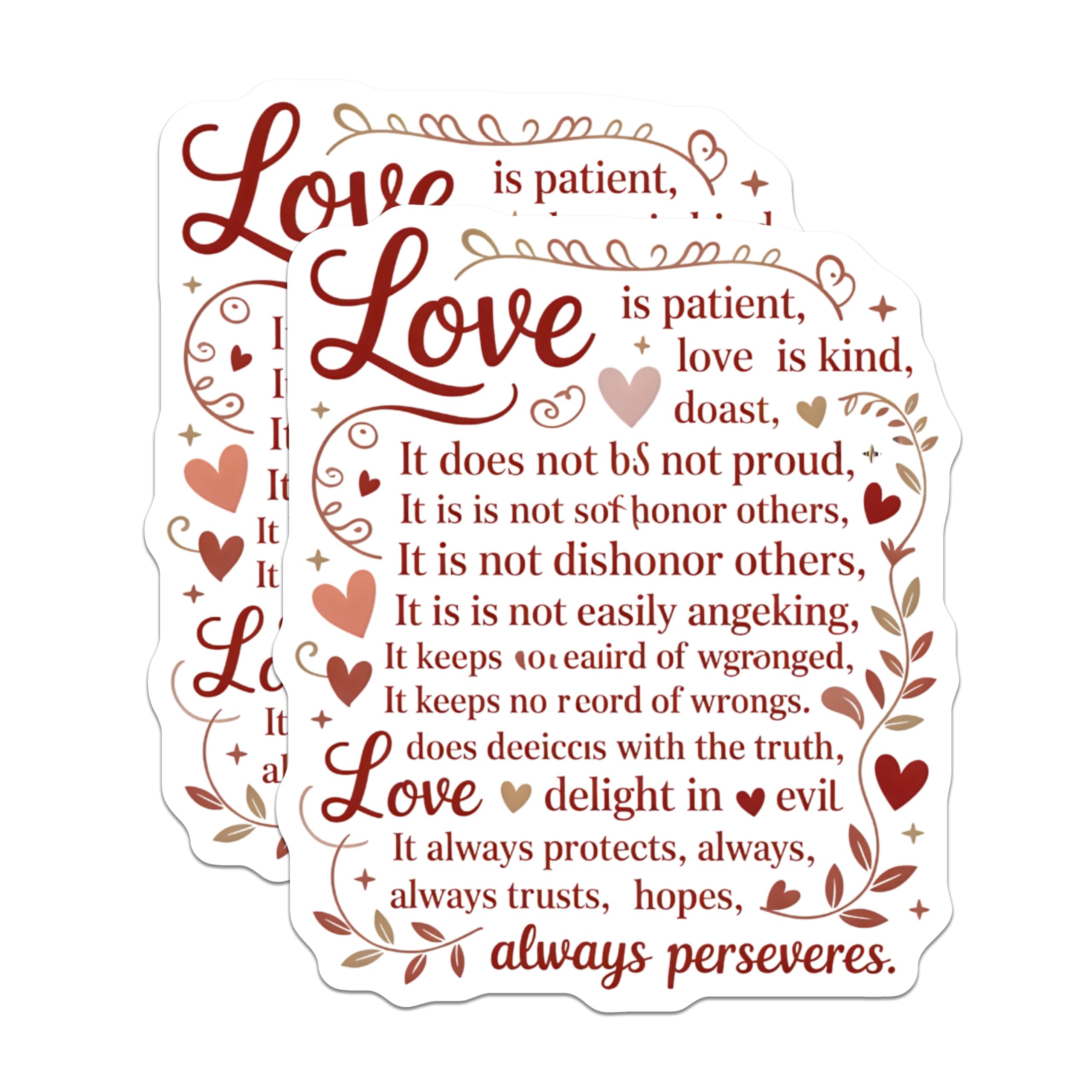 (2 Pack) Love is Patient Magnets - 1 Corinthians 13 Scripture - Inspirational Bible Verse - Faith Home Decor - 5 Inches On Longest Side - Thick Durable Magnet - Made in USA - MAG19958