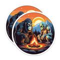 (2 Pack) Bigfoot Sasquatch Magnets - Cryptid Campfire Scene - Mountain Sunset Adventure - 5 Inches On Longest Side - Thick Durable Magnet - Made in USA - MAG20561