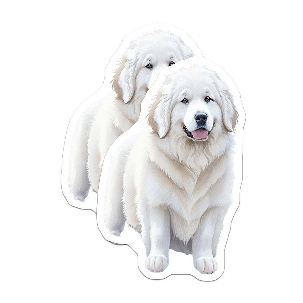 (2 Pack) Great Pyrenees Dog Magnets - Majestic Fluffy White Canine - Pet Parent Refrigerator Decor Accessory - 5 Inches On Longest Side - Thick Durable Magnet - Made in USA - MAG38899