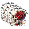 (3 Pack) Skull Rose Decals - Petty State of Mind - Laptop Decal - 3 Inches On Longest Side - Easy Peel & Apply - Made in USA - 3MCS6144