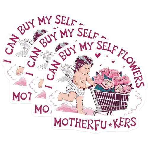 (3 Pack) I Can Buy Myself Flowers Decals - Mother F Stickers - Sarcastic Gift - 3 Inches On Longest Side - Easy Peel & Apply - Made in USA - 3MCS2274