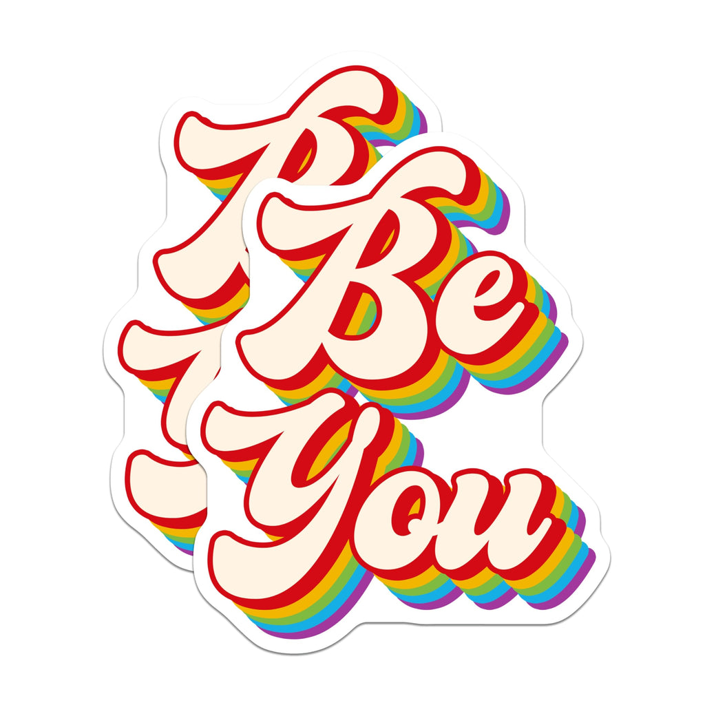 (2 Pack) Be You Magnets - Inspirational Quote - Rainbow Decor - 5" On Longest Side - Premium Magnet - for Cars, Refrigerators, Toolboxes, Lockers - Made in USA - MAG16872