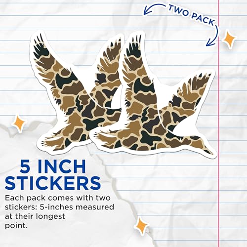 (2 Pack) Duck Camo Stickers - 5" On Longest Side - Sticks to Smooth Flat Surfaces - Made in USA - BMCS8715 - BMCS8715