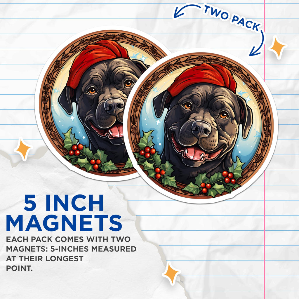 (2 Pack) Christmas Dog Magnets - Black Dog Lover Decor - Holiday Refrigerator Magnets - 5 Inches On Longest Side - Thick Durable Magnet - Made in USA - MAG27891