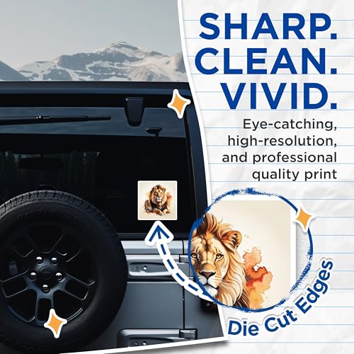 (2 Pack) Lion Stickers - Animal Art Decals - 5" On Longest Side - Sticks to Smooth Flat Surfaces - Made in USA - BMCS8693 - BMCS8693
