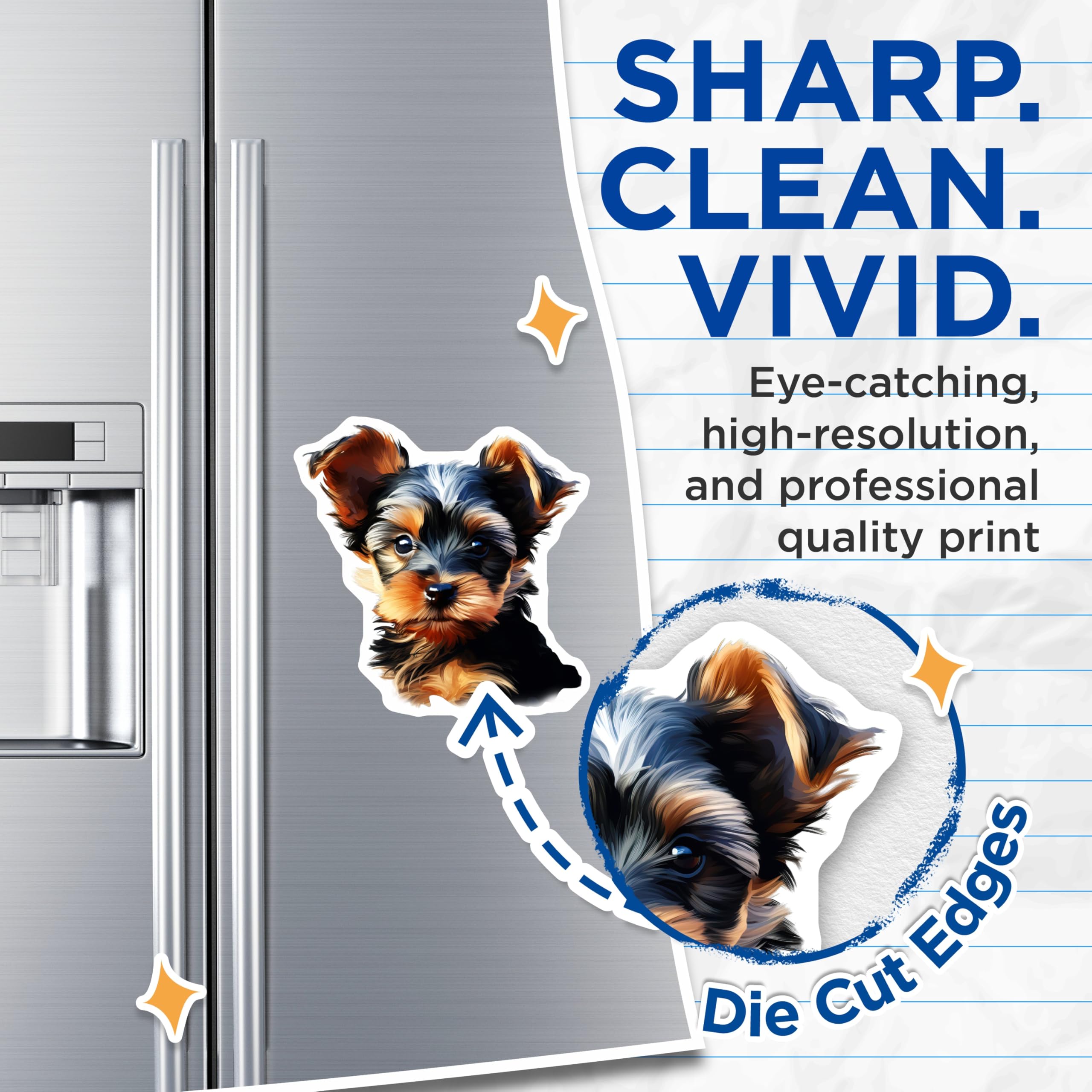 (2 Pack) Yorkshire Terrier Puppy Magnets - Cute Yorkie Dog Lover Decor - Pet Parent Housewarming Present - 5 Inches On Longest Side - Thick Durable Magnet - Made in USA - MAG26306