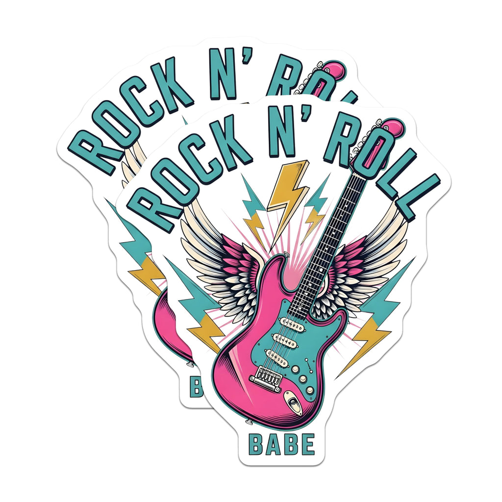 (2 Pack) Rock and Roll Magnets - Electric Guitar Art - Music Lover Refrigerator Magnets - 5" On Longest Side - Premium Magnet - for Cars, Refrigerators, Toolboxes, Lockers - Made in USA - MAG18796