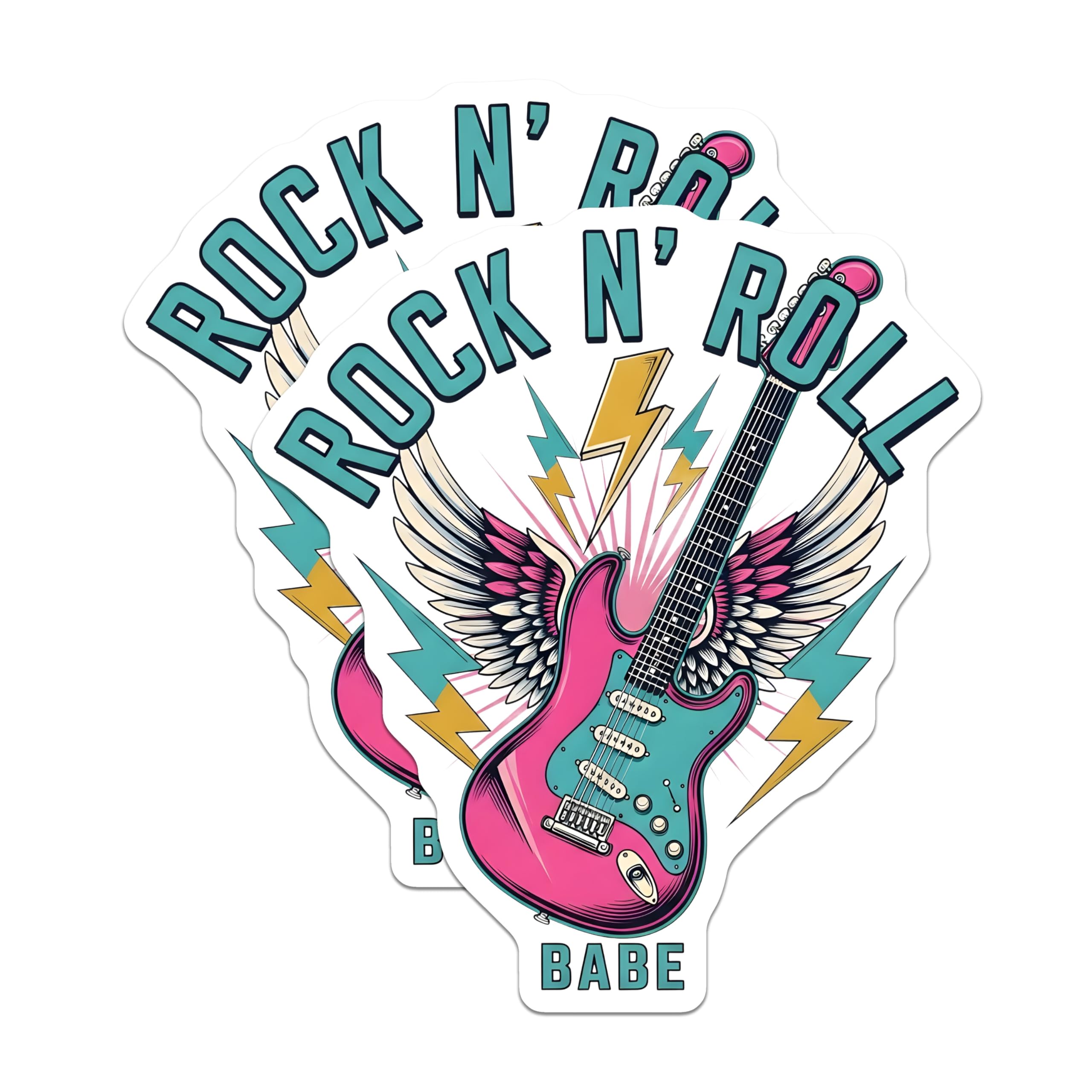 (2 Pack) Rock and Roll Magnets - Electric Guitar Art - Music Lover Refrigerator Magnets - 5" On Longest Side - Premium Magnet - for Cars, Refrigerators, Toolboxes, Lockers - Made in USA - MAG18796