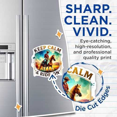 (2 Pack) Keep Calm and Ride On Magnets - Horse Rider Magnet - Western Decor - 5" On Longest Side - for Cars, Fridges, Toolboxes - Made in USA - MAG6783