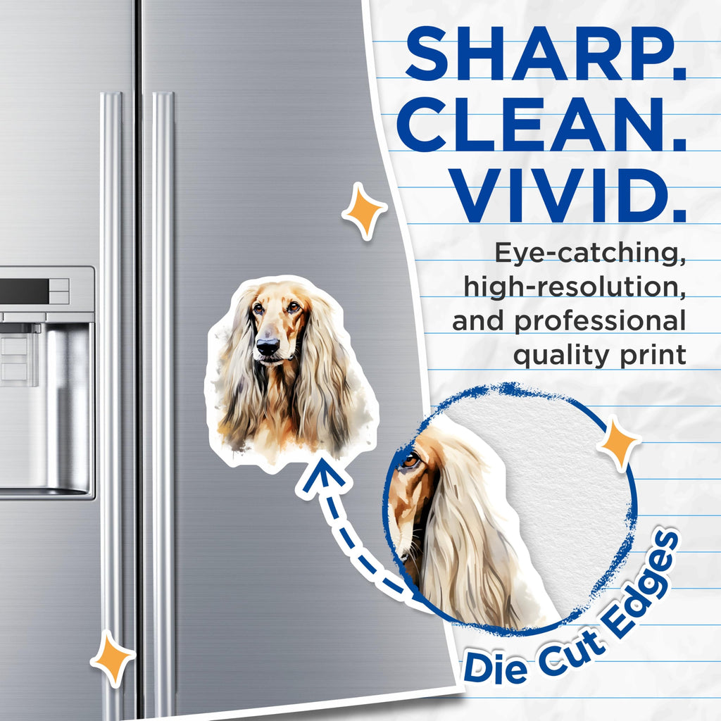 (2 Pack) Afghan Hound Magnets - Watercolor Dog Art - Pet Lover Fridge Decor - 5 Inches On Longest Side - Thick Durable Magnet - Made in USA - MAG29386