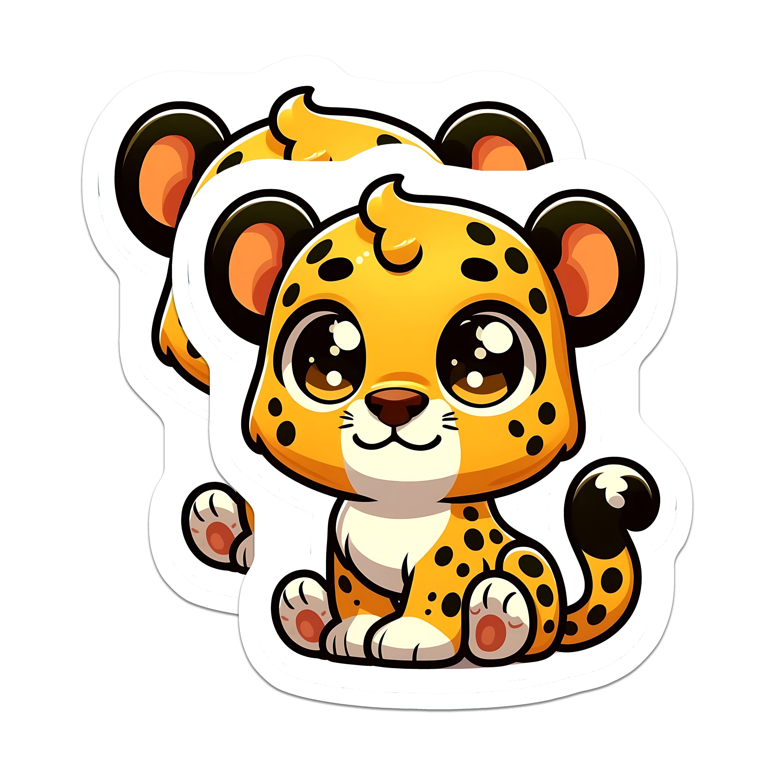 (2 Pack) Adorable Leopard Magnets - Cute Baby Cheetah Refrigerator Decor - Kawaii Jungle Safari Locker Animal Accent - 5 Inches On Longest Side - Thick Durable Magnet - Made in USA - MAG37850