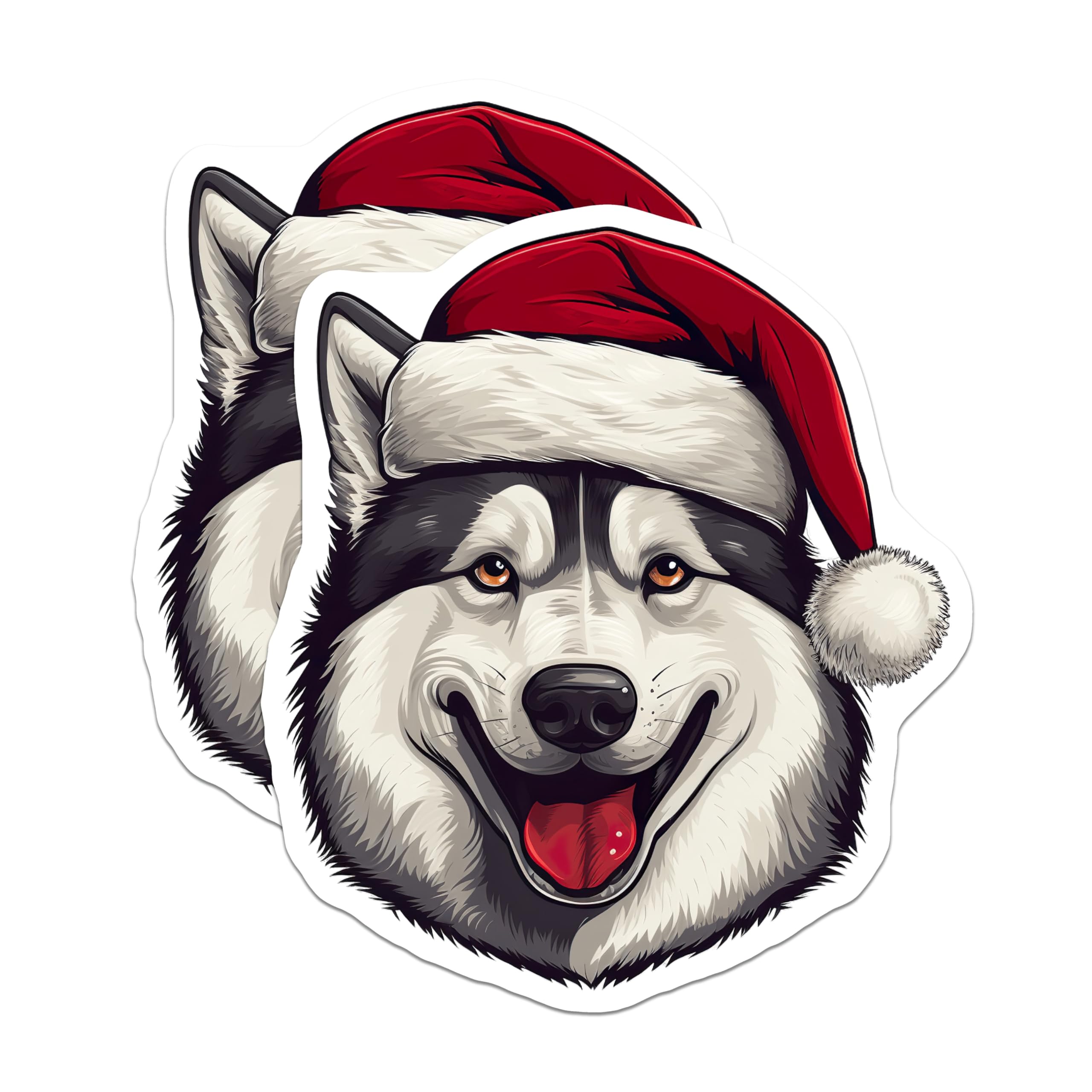 (2 Pack) Husky Christmas Magnets - Santa Dog Holiday Decor - Pet Lover Refrigerator Accessory - 5 Inches On Longest Side - Thick Durable Magnet - Made in USA - MAG26862