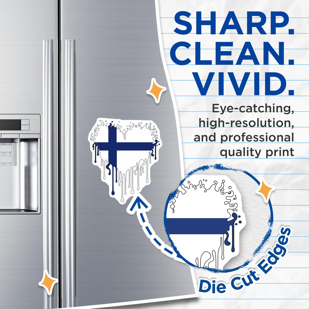 (2 Pack) Finland Flag Magnets - Finnish Pride Decor - Dripping Finnish Design - 5" On Longest Side - Premium Magnet - for Cars, Refrigerators, Toolboxes, Lockers - Made in USA - MAG18679
