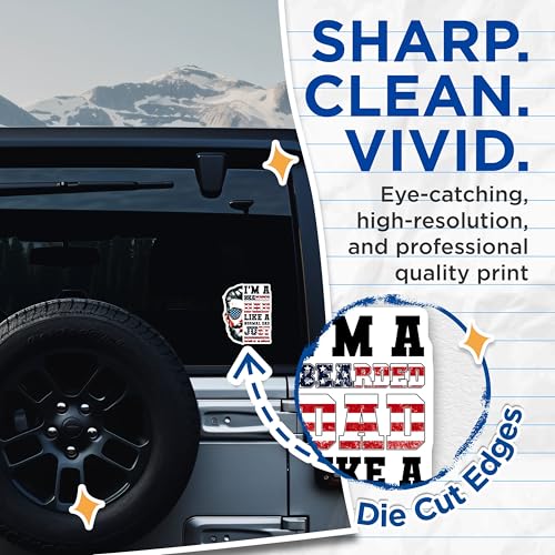 (2 Pack) Bearded Dad Stickers - Cool Gifts - American Flag - 5" On Longest Side - Sticks to Smooth Flat Surfaces - Made in USA - BMCS7475