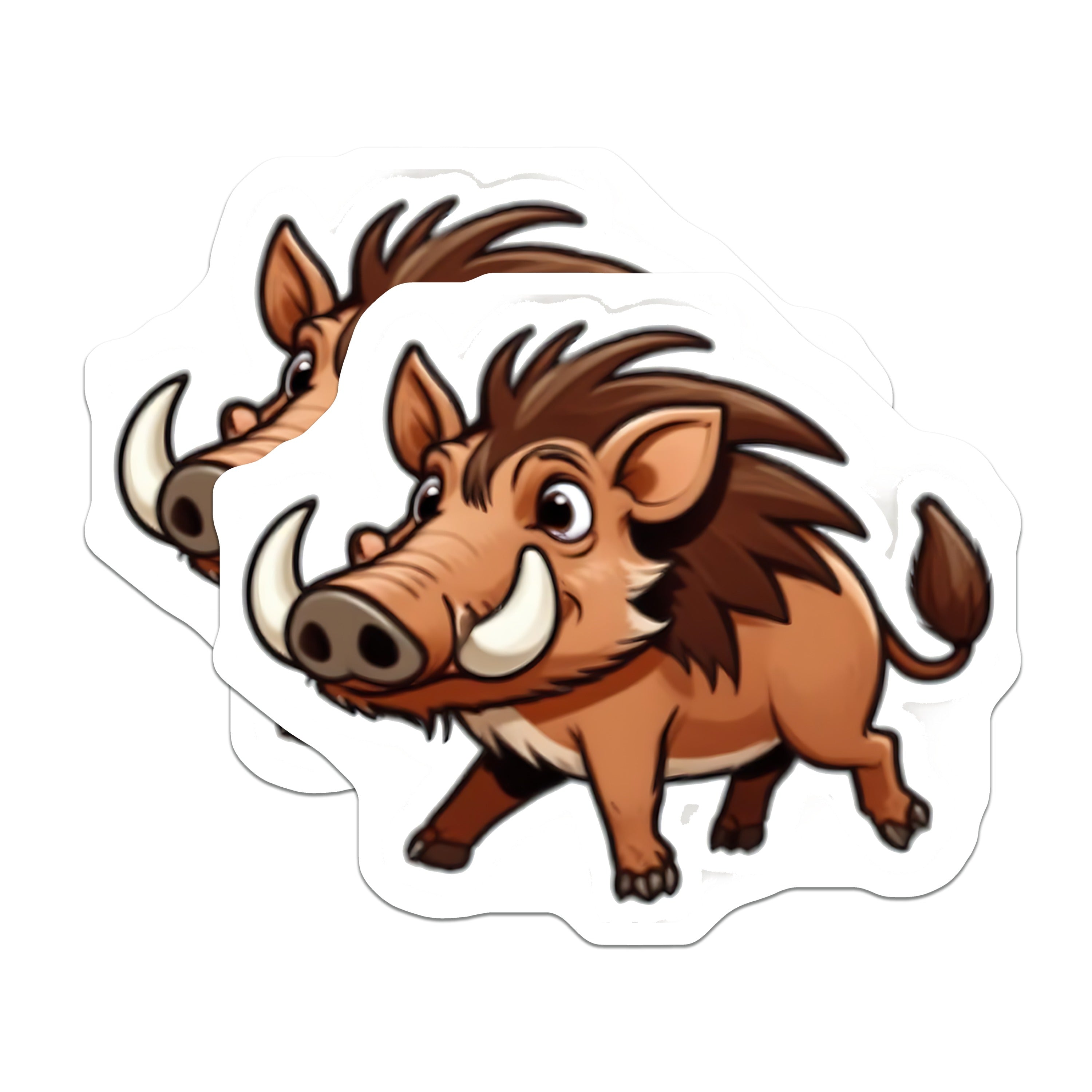 (2 Pack) Cute Cartoon Warthog Magnets - Safari Animal Decor - Wild Pig Refrigerator Art - Playful Wildlife Kitchen Locker Accent - 5" - Thick Durable Magnet - Made in USA - MAG39878