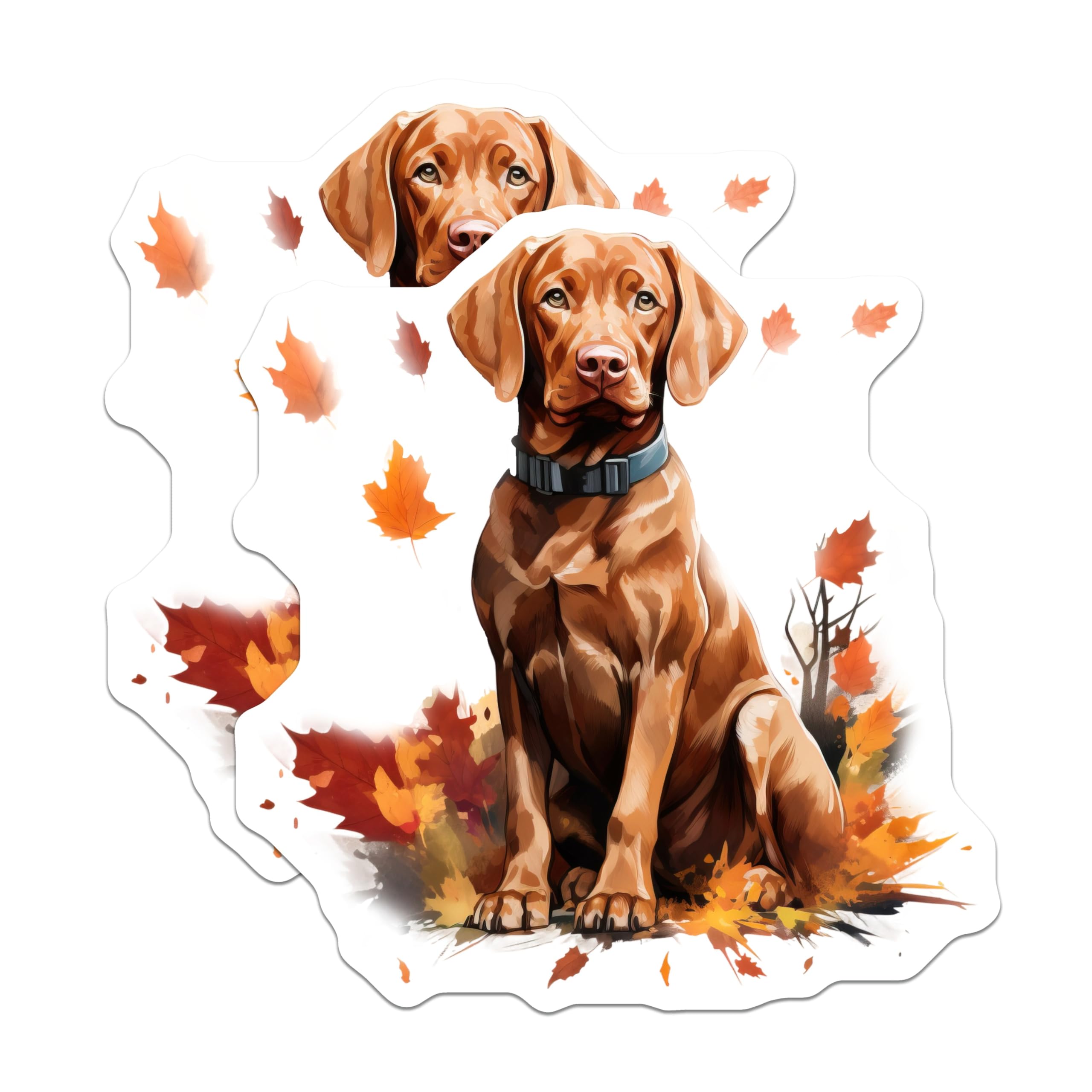 (2 Pack) Vizsla Dog Magnets - Autumn Fall Decor - Pet Lover Home Accent - 5 Inches On Longest Side - Thick Durable Magnet - Made in USA - MAG27239