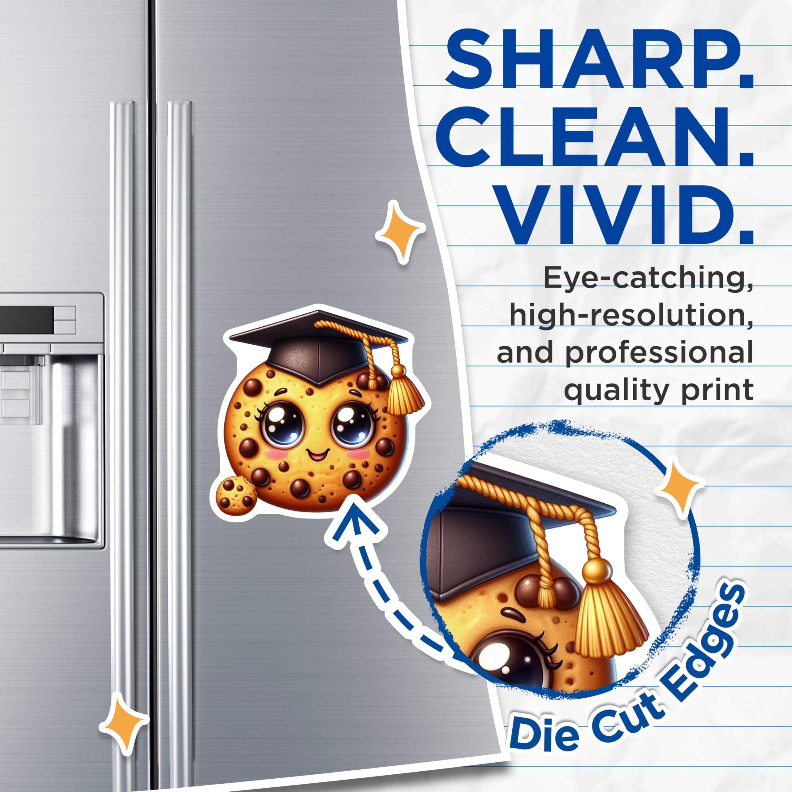 (2 Pack) Graduation Cookie Magnets - Cute Graduate Decor - Celebration Magnets - 5" On Longest Side - Premium Magnet - for Cars, Refrigerators, Toolboxes, Lockers - Made in USA - MAG15132