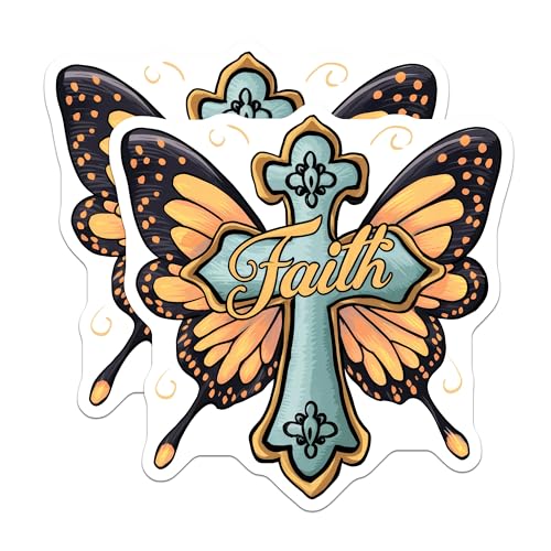 (2 Pack) Faith Inspirational Stickers - 5" On Longest Side - Sticks to Smooth Flat Surfaces - Made in USA - BMCS8743 - BMCS8743