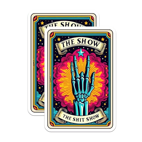 (2 Pack) The Show Stickers - Skeleton Hand Stickers - Unique Art Stickers for Laptops and Water Bottles - 5" On Longest Side - Sticks to Smooth Flat Surfaces - Made in USA - BMCS4639