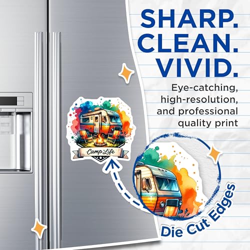 (2 Pack) Camp Life Magnets - RV Camper Magnets - Travel Trailer Decor - Camping Adventure Magnets - Summer Camping Magnets - 5" On Longest Side - for Cars, Fridges, Toolboxes - Made in USA - MAG6947