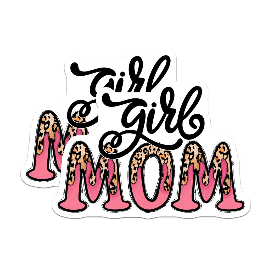 (2 Pack) Girl Mom Enthusiast Magnets - Leopard Print Mama Life Style Decor - Mother Daughter Family Fridge Accessory - 5 Inches On Longest Side - Thick Durable Magnet - Made in USA - MAG24655