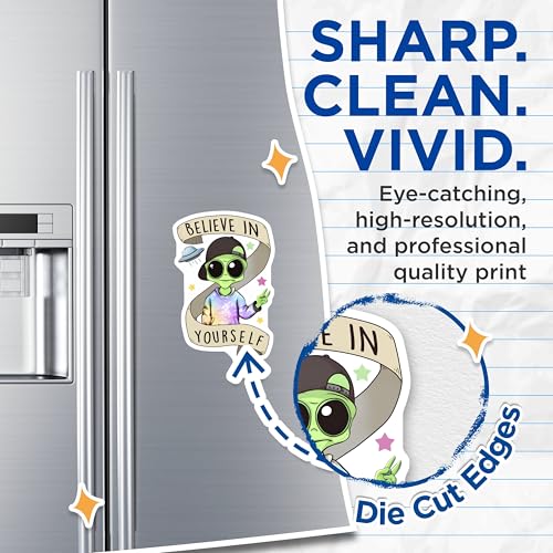 (2 Pack) Alien Believe in Yourself Magnets - Inspirational Alien Art - Motivational Space Decor - 5" On Longest Side - for Cars, Fridges, Toolboxes - Made in USA - MAG7770
