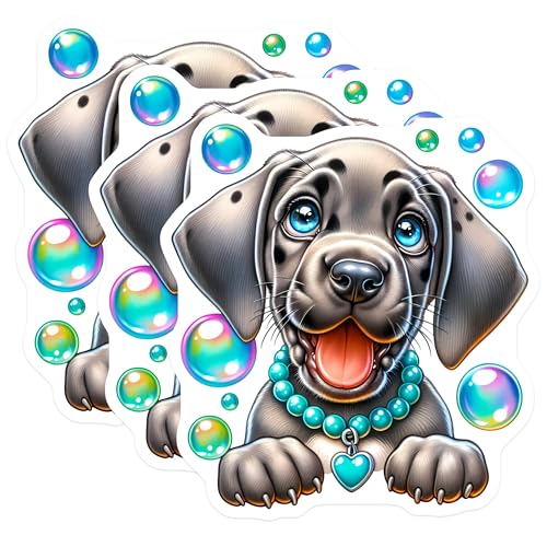 (3 Pack) Cute Puppy Dog Decals - Blue Eyes - Laptop Decor - 3 Inches On Longest Side - Easy Peel & Apply - Made in USA - 3MCS8388