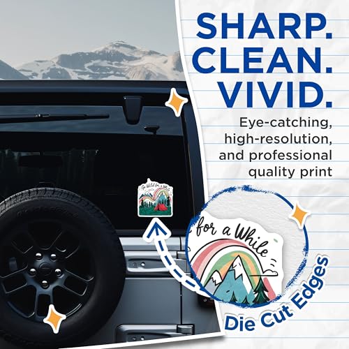 (2 Pack) Go Wild for a While Stickers - Camping Adventure Stickers - Mountain Nature Outdoor Stickers - 5" On Longest Side - Sticks to Smooth Flat Surfaces - Made in USA - BMCS4062