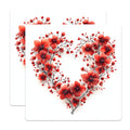 (2 Pack) Red Flower Heart Magnets - Valentines Day Decor - Romantic Fridge Art - 5 Inches On Longest Side - Thick Durable Magnet - Made in USA - MAG24161