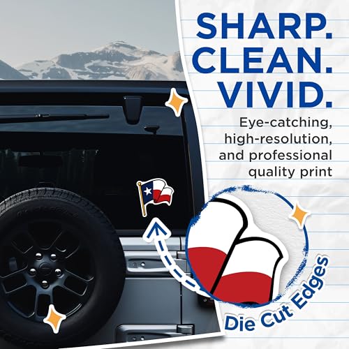 (2 Pack) Texas Flag Stickers - State Pride Decal - Southern USA Emblem Stickers - 5" On Longest Side - Sticks to Smooth Flat Surfaces - Made in USA - BMCS6259