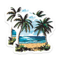 (2 Pack) Palm Tree Beach Scene Magnets - Tropical Ocean Decor - Summer Vacation Reminders - 5 Inches On Longest Side - Thick Durable Magnet - Made in USA - MAG38921