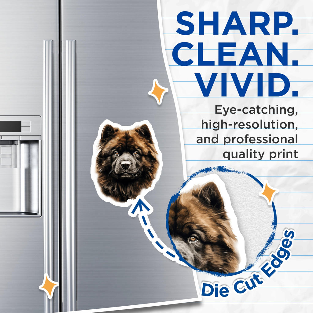 (2 Pack) Chow Chow Dog Magnets - Fluffy Brown Canine Art - Pet Lover Fridge Decor - 5 Inches On Longest Side - Thick Durable Magnet - Made in USA - MAG28752