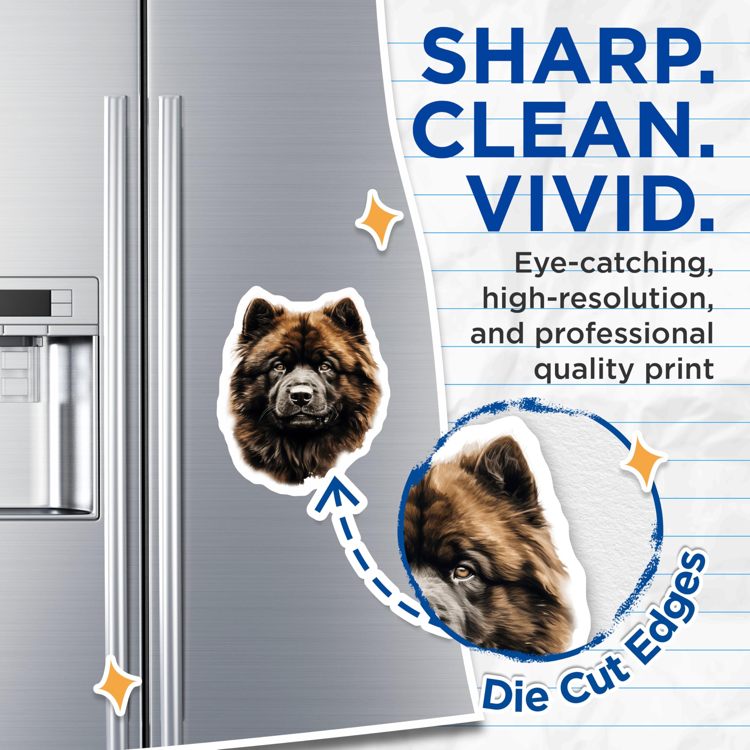 (2 Pack) Chow Chow Dog Magnets - Fluffy Brown Canine Art - Pet Lover Fridge Decor - 5 Inches On Longest Side - Thick Durable Magnet - Made in USA - MAG28752