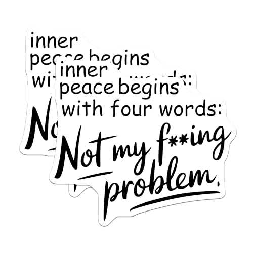 (2 Pack) Inner Peace Stickers - Funny Phrase Stickers - Motivational Desk Decor Stickers - 5" On Longest Side - Sticks to Smooth Flat Surfaces - Made in USA - BMCS4782