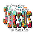 (2 Pack) Jesus Floral Art Stickers - Religious Inspirational Stickers - Faith and Love Stickers - 5" On Longest Side - Sticks to Any Smooth Flat Surface - Made in USA - BMCS3122