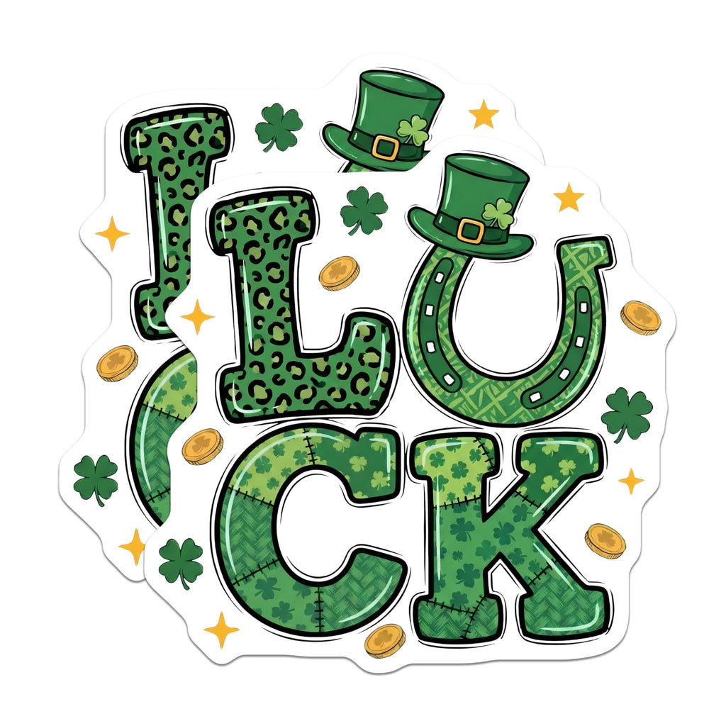 (2 Pack) Lucky St Patricks Day Magnets - Four Leaf Clover Horseshoe - Irish Decoration - 5" On Longest Side - Premium Magnet - for Cars, Refrigerators, Toolboxes, Lockers - Made in USA - MAG16574