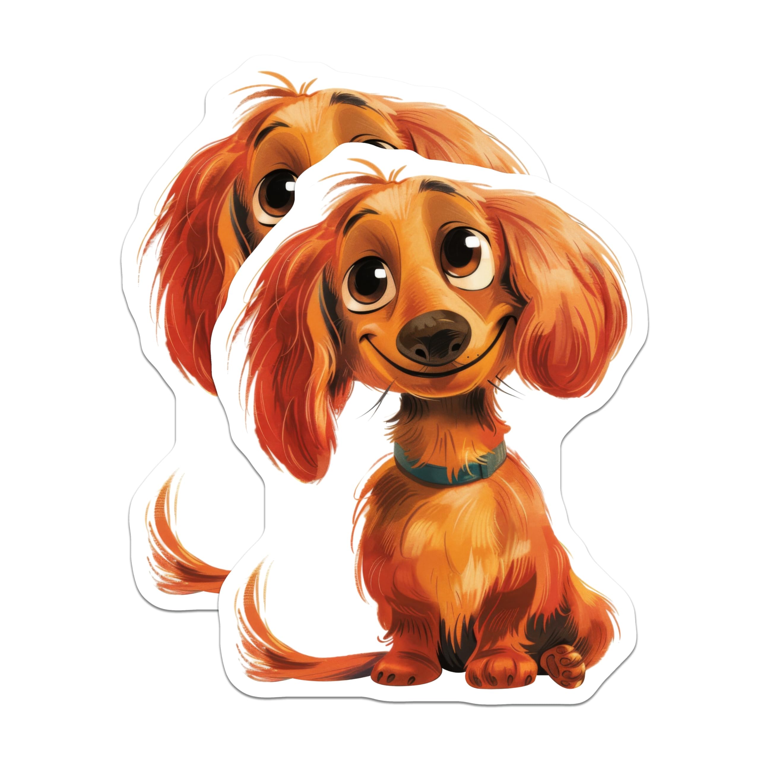 (2 Pack) Long-Haired Dachshund Magnets - Cute Puppy Dog Decor - Animal Lover Accent - 5 Inches On Longest Side - Thick Durable Magnet - Made in USA - MAG23857