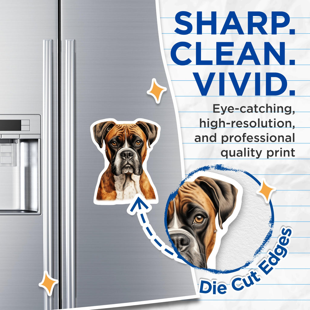 (2 Pack) Boxer Dog Magnets - Fawn Boxer Portrait - Loyal Pet Dog Lover Refrigerator Decor - Breed Specific Kitchen Decor - 5 Inches On Longest Side - Thick Durable Magnet - Made in USA - MAG29431