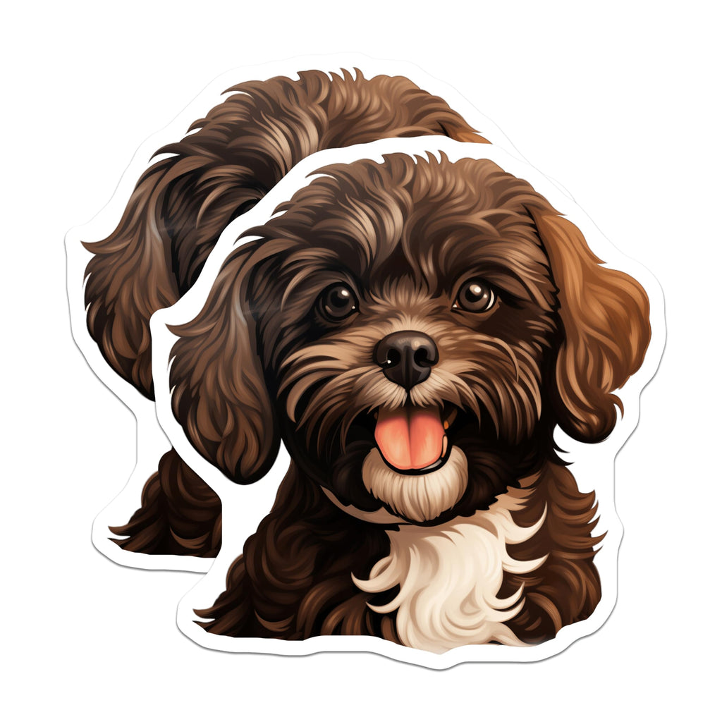 (2 Pack) Cute Puppy Magnets - Fluffy Dog Lover Refrigerator Decor - Adorable Pet Illustration Magnets - 5 Inches On Longest Side - Thick Durable Magnet - Made in USA - MAG25279