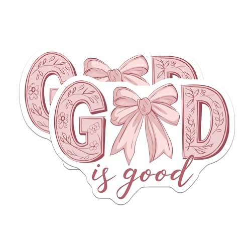 (2 Pack) God is Good Stickers - Inspirational Quote - Religious Decal - 5" On Longest Side - Sticks to Smooth Flat Surfaces - Made in USA - BMCS8813 - Faith Based Vinyl Decals