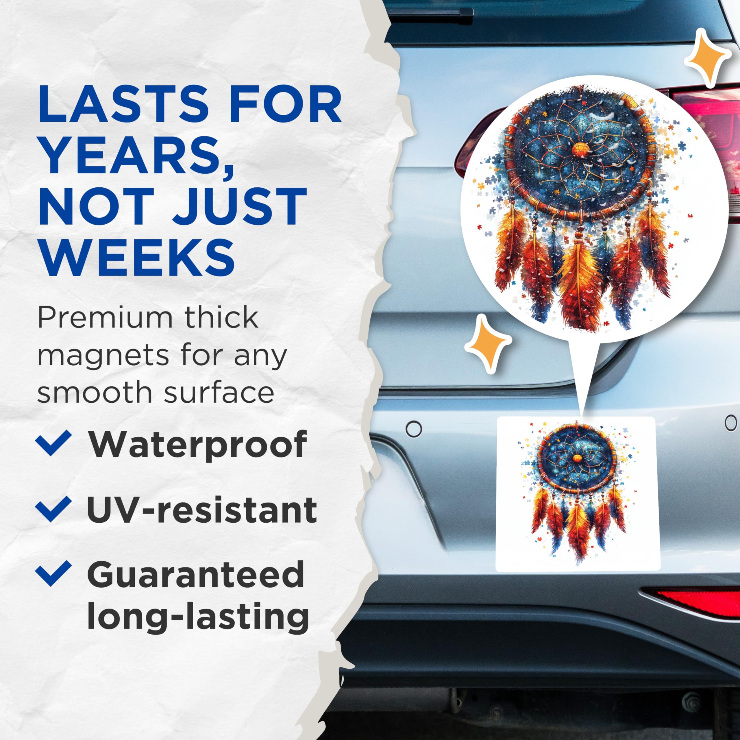 (2 Pack) Dreamcatcher Magnets - Bohemian Puzzle Art Decor - Spiritual Home Accent Refrigerator Magnets - 5 Inches On Longest Side - Thick Durable Magnet - Made in USA - MAG26053