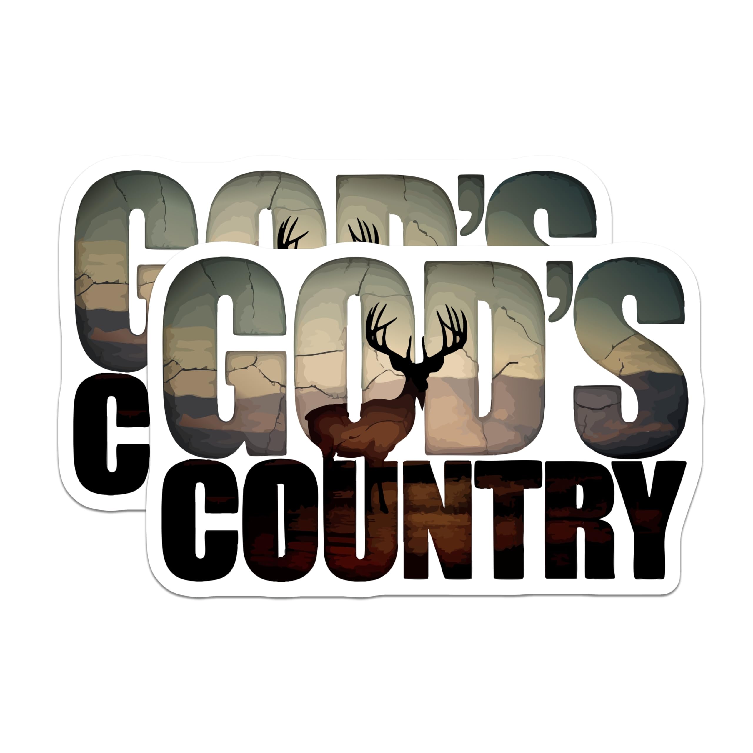 (2 Pack) God's Country Magnets - Majestic Deer Antler Art - Christian Hunter Outdoor Vehicle Fridge Decor - 5 Inches On Longest Side - Thick Durable Magnet - Made in USA - MAG20958
