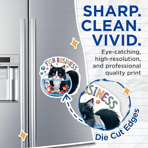 (2 Pack) Cat in Fish Bowl Magnets Magnets - Cat Lovers Decor - 5" On Longest Side - Made in USA - Sticks to Refrigerators & Metal Surfaces - MAG8768
