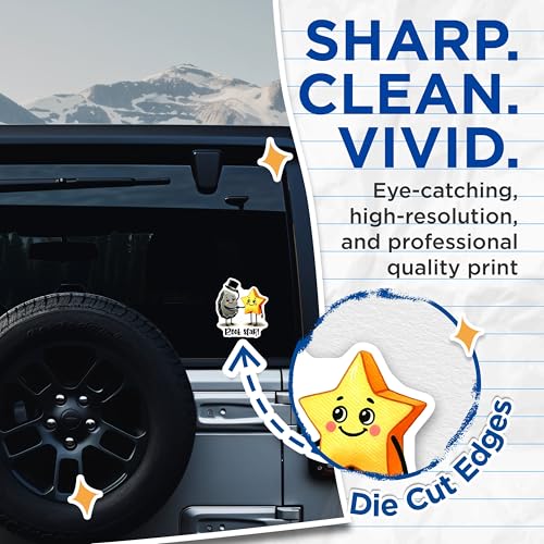 (2 Pack) Rock Star Stickers - Cute Rock and Star Character - Inspirational Decorative - 5" On Longest Side - Sticks to Smooth Flat Surfaces - Made in USA - BMCS7587