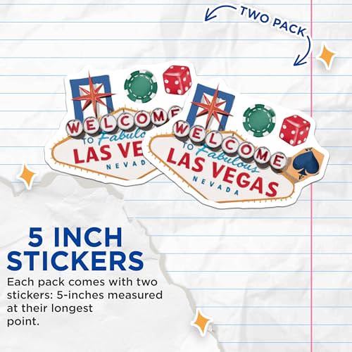 (2 Pack) Welcome to Fabulous Las Vegas Stickers - Nevada Travel Decal - Sin City Souvenir - 5" On Longest Side - Sticks to Smooth Flat Surfaces - Made in USA - BMCS6734