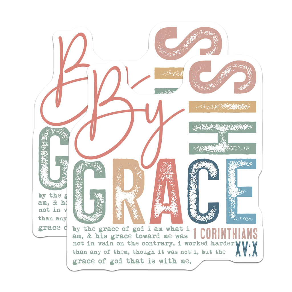 (2 Pack) By His Grace Magnets - Christian Scripture Verse - Faith Based Inspirational Quote - Religious Bible Decor - 5 Inches On Longest Side - Thick Durable Magnet - Made in USA - MAG26014
