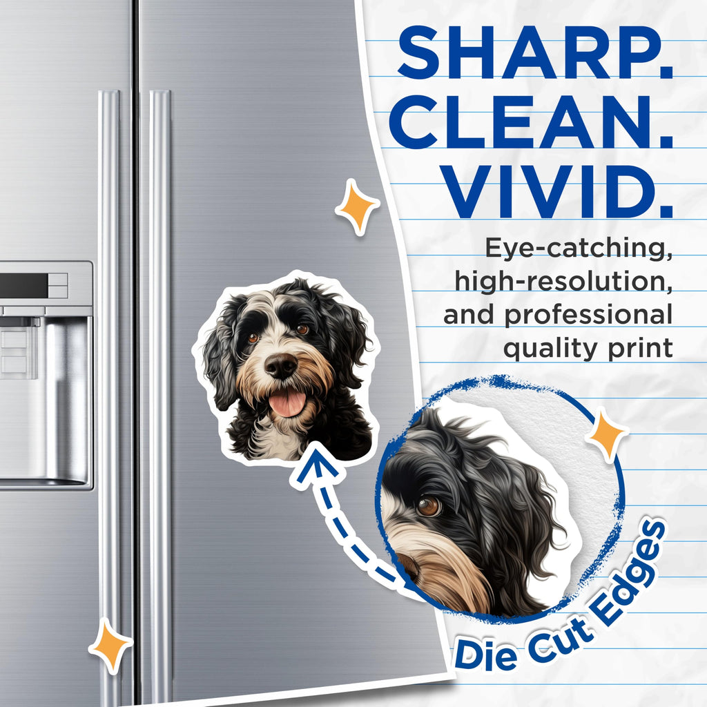 (2 Pack) Bernedoodle Dog Magnets - Happy Doodle Pet Lover - Fridge Locker Decor - 5 Inches On Longest Side - Thick Durable Magnet - Made in USA - MAG30147